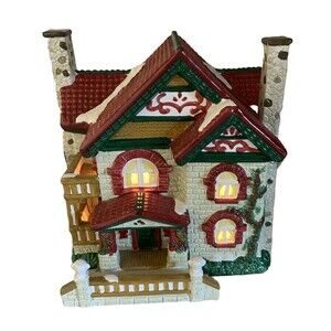 Santas Best Lighted Brick Christmas in the Rockies Village House Ceramic 9 inch